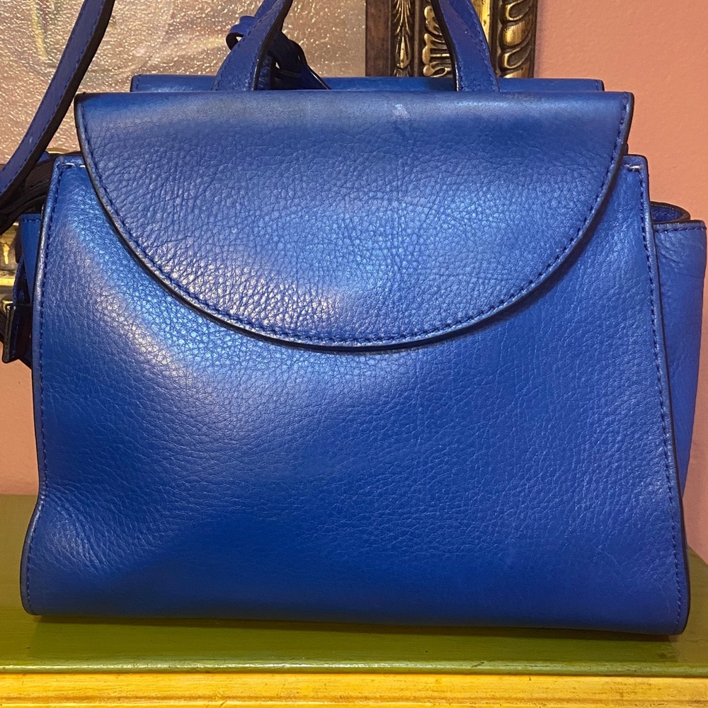 Kate Spade Blue Satchel with Patterned Bow - Picture 2 of 12
